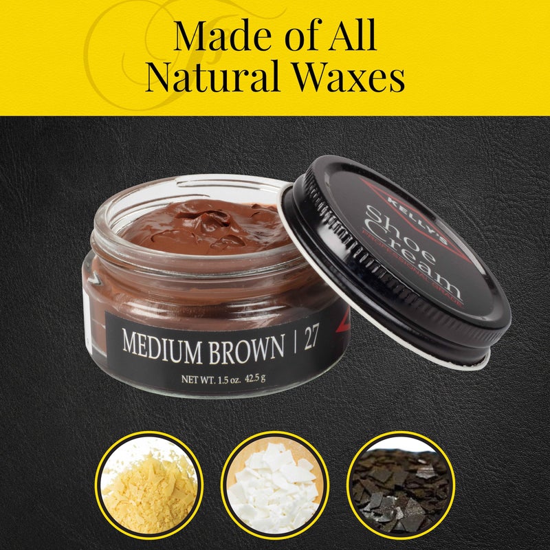 KELLYS Kelly's Medium Brown Shoe Polish 1.5 oz - Professional Leather Shoe Cream - Image 3
